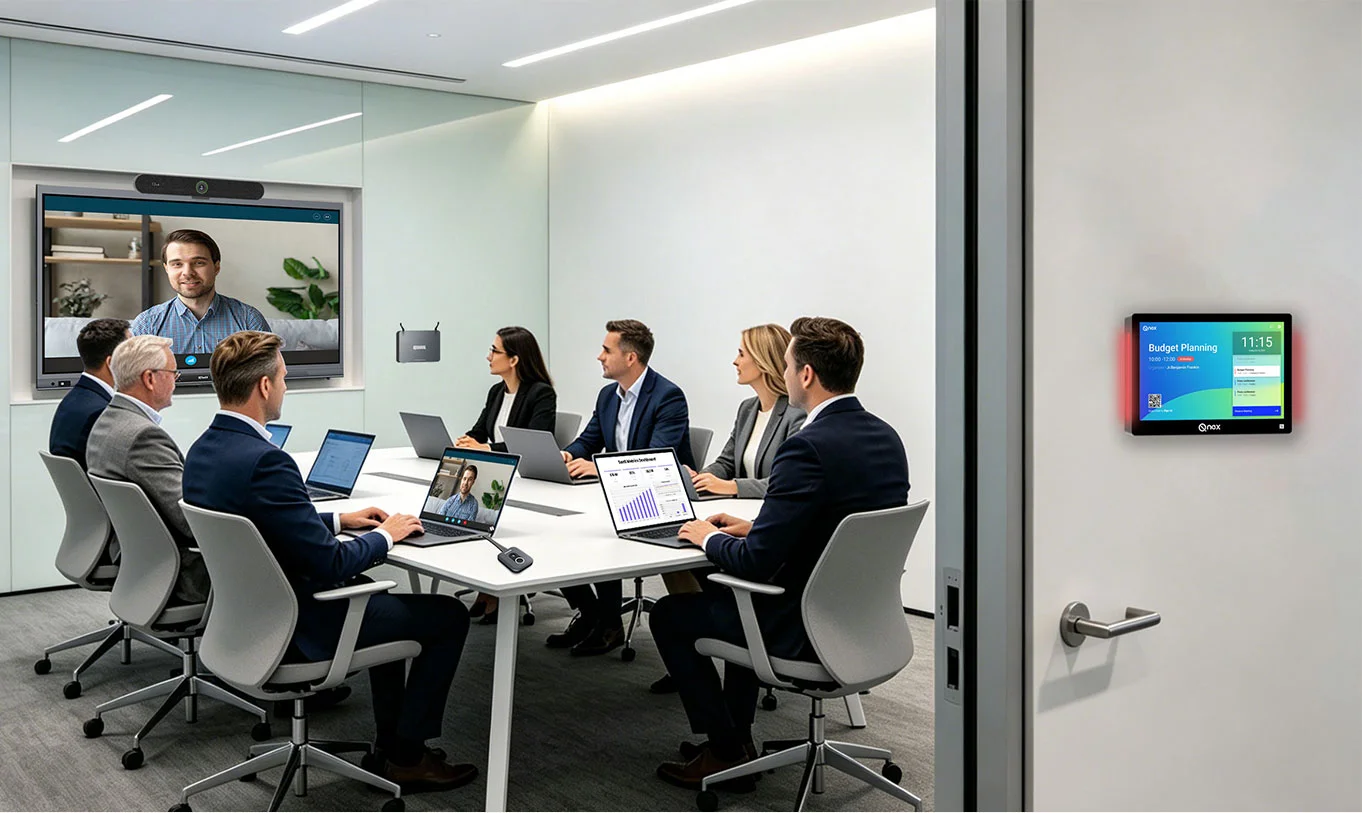 Upcoming Webinar:How to Choose Meeting Room Solutions by Room Size & Purpose - Q NEX Smart Meeting Room Solution 03