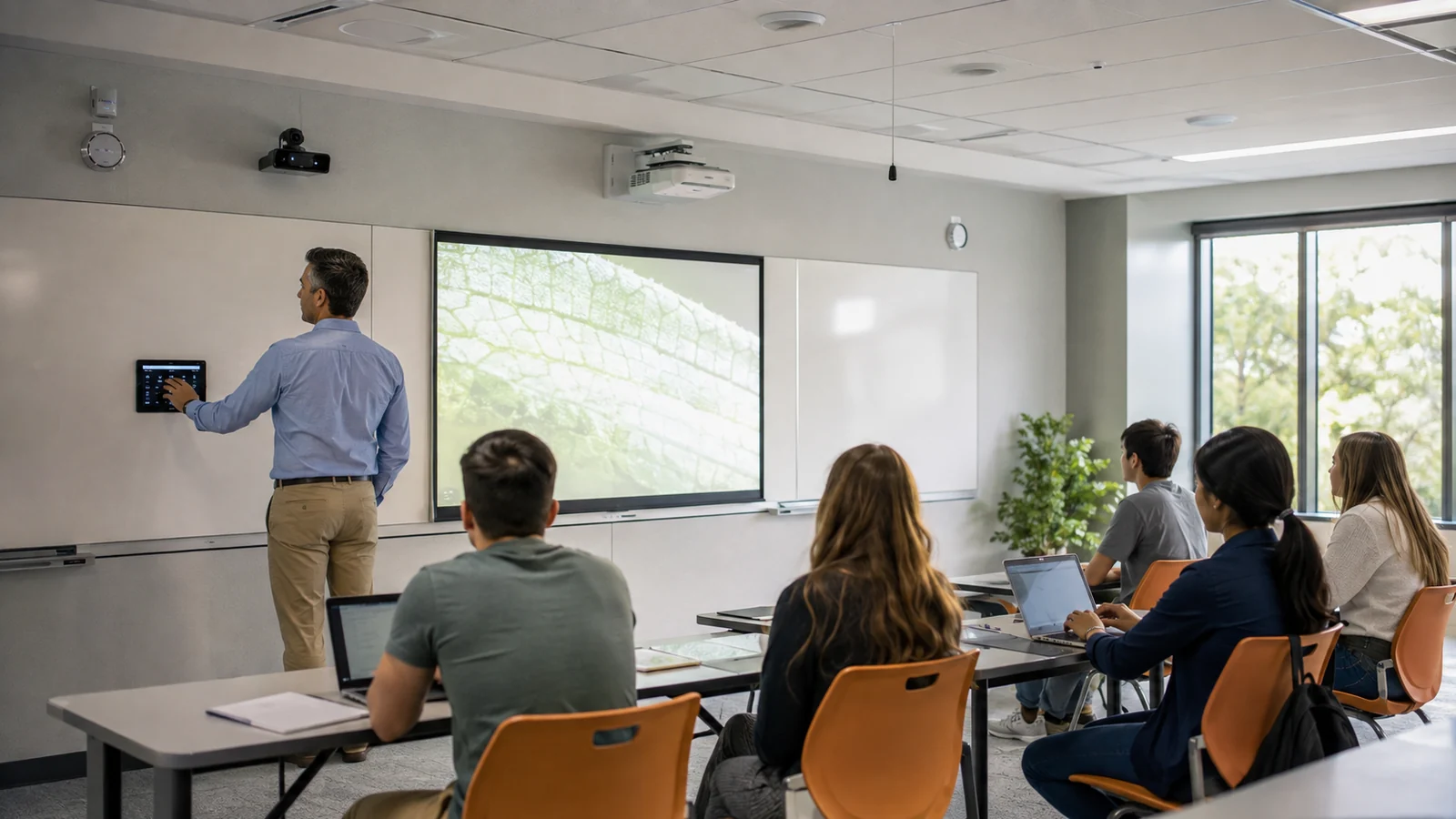 iot smart classroom with connected room devices environmental sensors schedules and local teacher controls